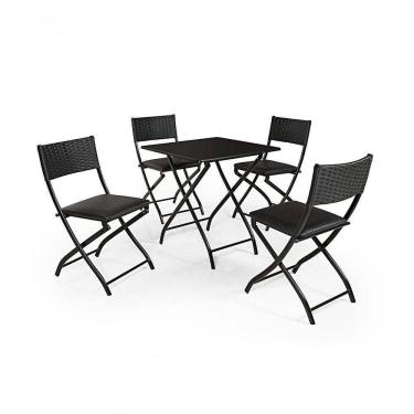Imagem de Jogo De Mesa Dobravel Preto Com 4 Cadeiras Preto