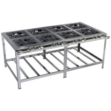 Imagem de Fogão Industrial Stori Premium 8 Bocas 40x40 M16 Aço Inox 430 Metalmaq Fogão Baixa Pressão