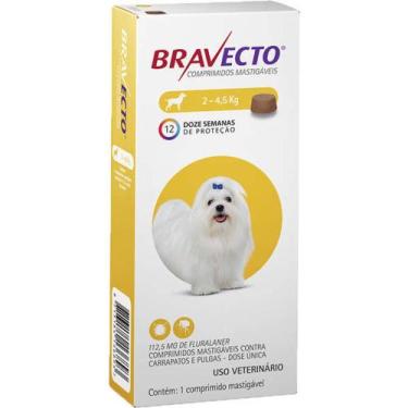 Imagem de Bravecto Para Cães 2 A 4,5kg 112.5mg Antipulgas e Carrapatos - MSD SAU