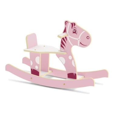 Imagem de Balanço madeira infantil gangorra cavalinho rosa 35kg junges