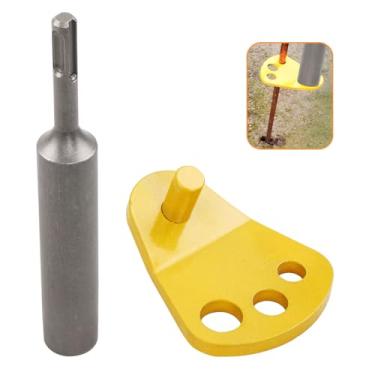 Imagem de Chave de haste de aterramento com brocas adaptadoras para hastes de aterramento de 5/8, 1/2 e 3/4 polegadas, serve para todas as ferramentas de perfuração de martelo rotativo SDS Plus. Brocas