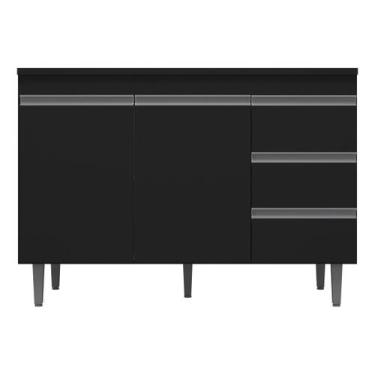 Imagem de Gabinete Multiuso Andreia 4 portas 3 gavetas160cm - Ajl Móveis, Preto