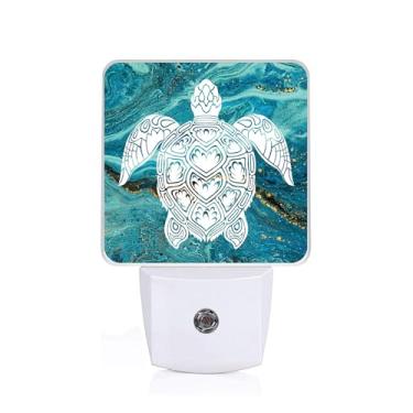 Imagem de SLHFDKL Luz Noturna De Tartaruga Marinha, Lâmpada Mármore Verde Com Sensor Anoitecer E Amanhecer, Led 0,5 W Eficiência Energética Para Meninos Meninas, Decoração Casa Adultos