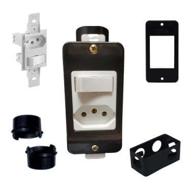 Imagem de Interruptor Com Tomada Conjunto Caixa 4x2 Condulete Sobrepor (Preto)
