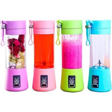 Imagem de Liquidificador Portátil USB, 380ml, 4 Lâminas, Bateria Recarregável 1200mAh, Motor 30W, Cores Sortidas