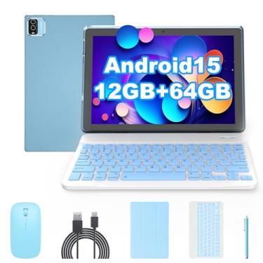 Imagem de Tablet Android 15 de 10 polegadas, tablets 2 em 1 com capa de teclado, mouse Stylus, 12 GB de RAM, 64 GB, 1 TB de expansão, processador quad-core, tablet PC, 5G WiFi6, BT5.0, 6000mAh, tela IPS de 1280