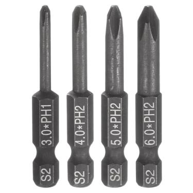 Imagem de HARFINGTON 4 peças de chave de fenda Phillips número 1 + #2 PH1 + PH2 1/10.2 cm haste sextavada 50 mm de comprimento, chave de fenda magnética de aço S2, ferramenta elétrica, preta