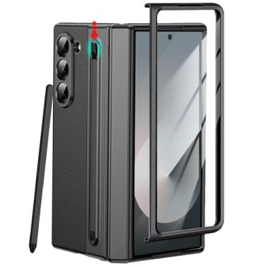 Imagem de YQODSZ Capa para Samsung Galaxy Z Fold 6 com suporte para caneta S e caneta Stylus, capa de couro premium Z Fold 6 com proteção de dobradiça, cobertura total, capa fina para Z Fold 6 preta