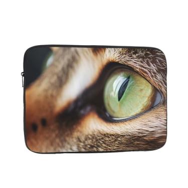 Imagem de Capa para notebook feminina com estampa de olhos de gato malhado fina capa para laptop à prova de choque capa protetora para notebook bolsa para laptop de 13 polegadas