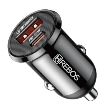 Imagem de Carregador Veicular Mini 20w Turbo para Automóvel Carro Duplo USB A + Tipo C Universal 12v 24v compatibilidade Android iPhon X 11 12 13 14 15 16 17 18 19 Samsun Galax 20 21 22 23 24 25 26 27