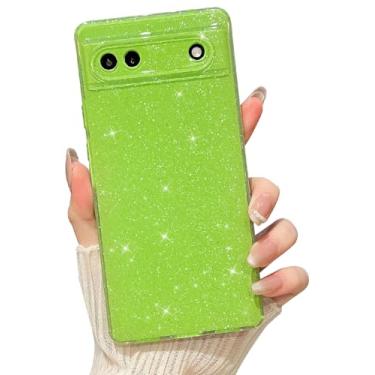 Imagem de MINSCOSE Capa compatível com Google Pixel 6a, linda capa brilhante de TPU fina e fina à prova de choque para mulheres e meninas para Google 6a 6,1 polegadas - verde neon