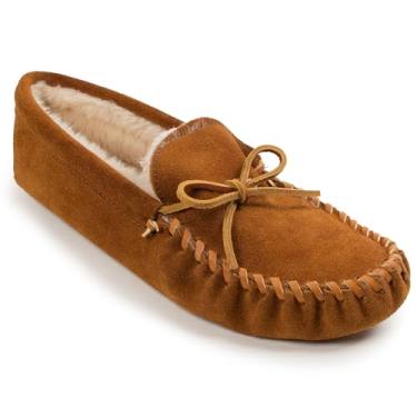 Imagem de Pantufa masculina Minnetonka com forro felpudo, Marrom, 10.5
