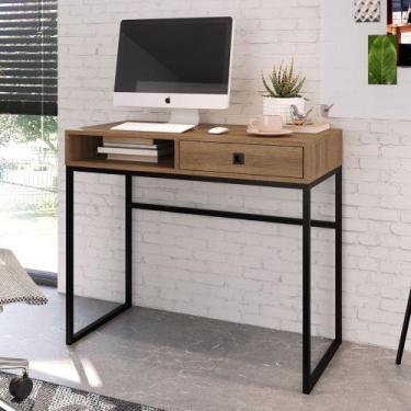 Imagem de Mesa Escrivaninha Industrial 90cm 1 Gaveta Ivis Mel Z54 - Mpozenato, M