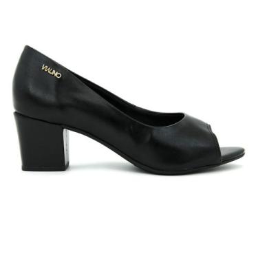 Imagem de Sapato Via Uno Original Peep Toe Salto Baixo Feminino 013, 35, Preto