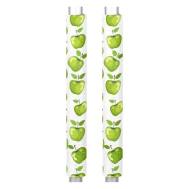 Imagem de Pardick Conjunto de 2 capas de maçaneta de porta de geladeira, maçãs verdes, capa de maçaneta de geladeira, lavável, lava-louças, forno, decoração, capa, manopla protetora, mantenha seu aparelho de