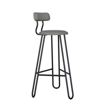 Imagem de Conjunto 4 Banquetas Alta Ginger Com Encosto Courino Venus Cinza