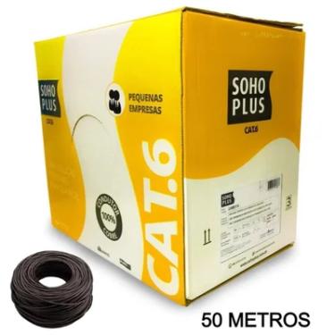 Imagem de 50 Metros De Cabo Rede Cat6 Sohoplus Furukawa 100% Cobre Cor:preto.