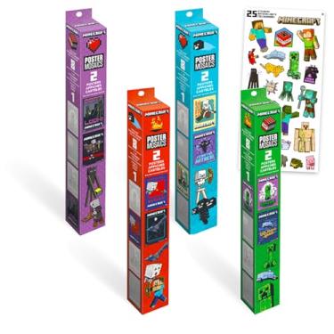 Imagem de Minecraft Pacote de pôster para paredes - Conjunto de decoração de sala de videogame com 8 impressões de arte de parede (30,5 cm x 45,7 cm) para carteira móvel de mosaico gigante Plus | Colagem de