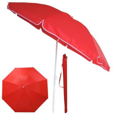 Imagem de Guarda Sol De Praia Gigante Piscina E Pesca Camping Verão 2025 Ombrelone Articulado Grande Sombrinha De Praia Sombreiro (Vermelho 2,32M)