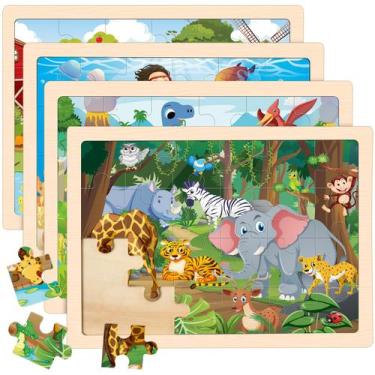 Imagem de Puzzles Duchong Wooden Animals, 24 peças, crianças de 2 a 6 anos, paco