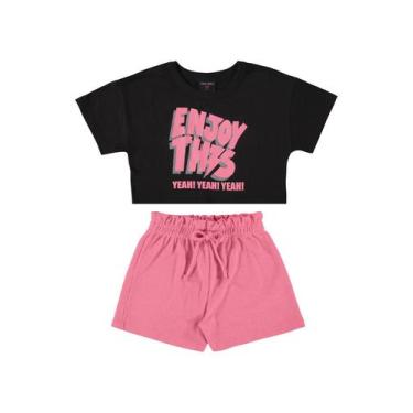 Imagem de Conjunto Blusa e Short Clochard Infantil Guloseima, Preto, 4