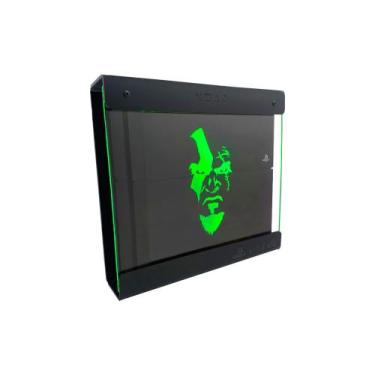 Imagem de Suporte Parede Iluminado Shield Ps4 FAT Preto - Verde - God Of War (fa