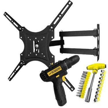 Imagem de Suporte Articulado Para TV 14" a 55" + Jogo Ferramentas 24 Peças Tipo 