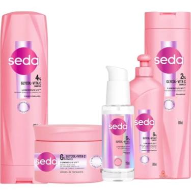 Imagem de Kit Seda Luminous Shampoo e Condicionador Leave-in Creme Pentear Mascara-Shampoo l Luminus Condicionador Vita C Creme Pentear Vita C Máscara Complex Leave In Serum 100ml - 5 Produtos