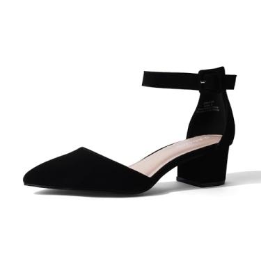 Imagem de J. Adams Krista Sandália de salto, bico fechado salto baixo para mulheres, ajuste largo para meninas adolescentes, salto curto casual de negócios, bico fechado, Preto, 38