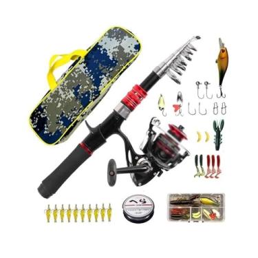 Imagem de Vara de Pesca de Viagem Kit combinado de vara pescar e carretel com ajustável 2,1 m, linha pesca