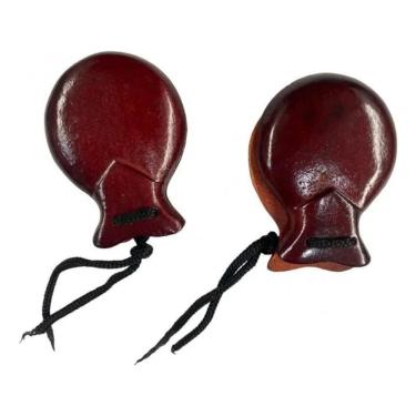 Imagem de 2X Lua Mística Castanholas Espanholas Madeira Escura 2 Pares