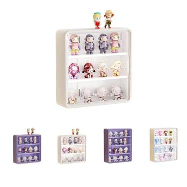 Imagem de QIYUNI Caixa de exibição montada na parede, multifuncional, caixa de armazenamento de atração magnética, grande capacidade, caixa de exibição integrada de plástico branco economiza espaço (tamanho