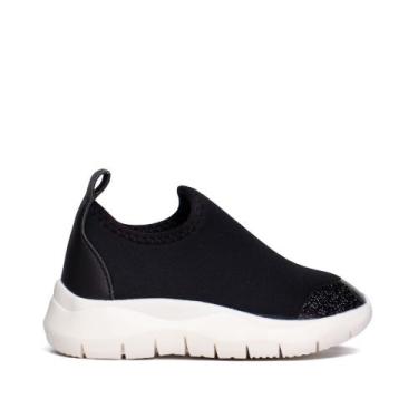 Imagem de Tênis Infantil Novopé Flexível Glitter Preto/Branco/Pink, Preto, Branc