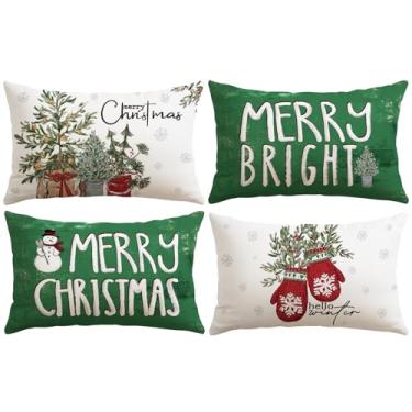 Imagem de OTOSTAR Conjunto de 4 capas de travesseiro de Natal 30,5 x 50,8 cm, luvas de boneco de neve, capas de almofada, decoração de inverno para sofá, sofá, casa (luvas)