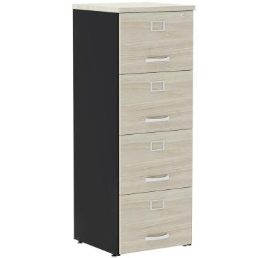 Imagem de Armário De Arquivo Oficio Pe25 Pandin 45,70 Cm Em Mdp Nogueira Casablanca E Preto 4 Gavetas