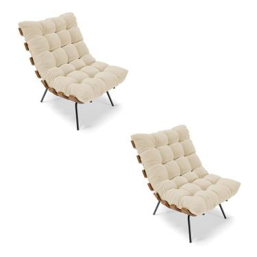Imagem de Kit 02 Poltronas Costela Linho A19 Grosso Bege