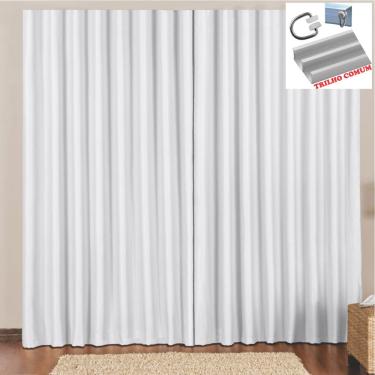 Imagem de Cortina 3 Mts Sala Quarto Escritório Blackout Original para Trilho Comum - Gelo