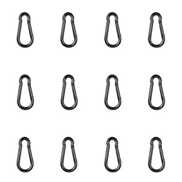 Imagem de High-PQ Mosquetão preto, gancho de pressão de mola de aço galvanizado resistente, capacidade de 50 kg (M4 4 polegadas), para balanço de rede, melhoria da casa, equipamento de academia (12 peças)