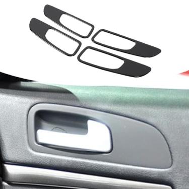 Imagem de Capa de moldura de maçaneta interna de carro compatível com Alfa Romeo 159 (2004-2011) adesivo decorativo de moldura de alça interna de fibra de carbono macio acessórios de interiores automotivos