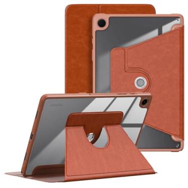 Imagem de Yiernuo Capa para tablet Samsung Galaxy Tab A9 Plus/Galaxy Tab A9 + tablet 2023 de 11 polegadas, rotação de 360°, capa protetora traseira transparente com função despertar/hibernar automática, marrom
