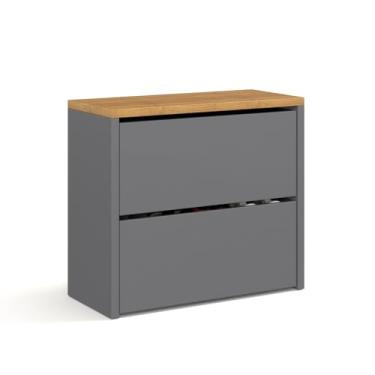 Imagem de Sapateira Organizadora 2 Portas Basculante MDP15mm 69 * 67 * 30cm(CINZA/FREIJO)