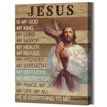 Imagem de Arte de parede de Jesus Cristo, decoração de parede cristã pronta para pendurar, pôster de imagens religiosas, 30 x 40 cm, arte cristã leve para casa, pôsteres religiosos de decoração de Jesus