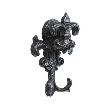 Imagem de Fenteer Gancho de parede decorativo de ferro fundido, cabide vintage chique, versátil, toalheiro para porta, parede, cerca, garagem, banheiro