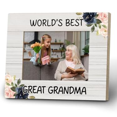 Imagem de KTYHD Porta-retrato de madeira para presente de avó, melhor avó do mundo, 10 x 15 cm, anúncio de bebê da bisavó, presente de bisavó para ser presente