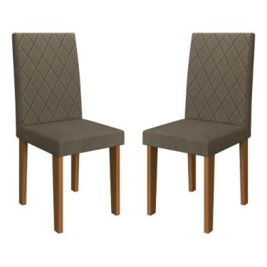 Imagem de Kit 2 Cadeiras De Jantar Estofadas 43,5cm Multimóveis CR50216 Cacau - 