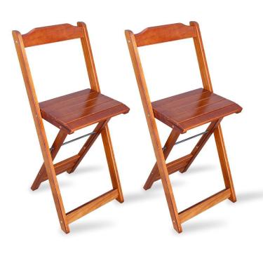 Imagem de Kit 2 Cadeiras Bistro Dobravel Madeira Padrao Imbuia Tarimata Cor: Marrom