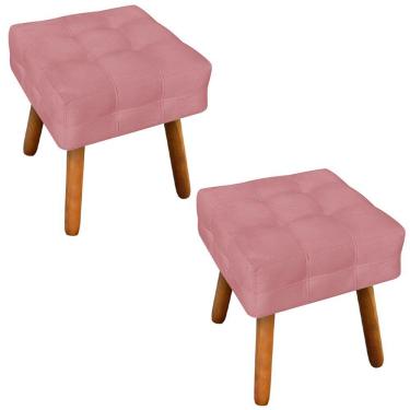 Imagem de Kit 2 Puffs Decorativos Pés Palito Karen Suede Rosê