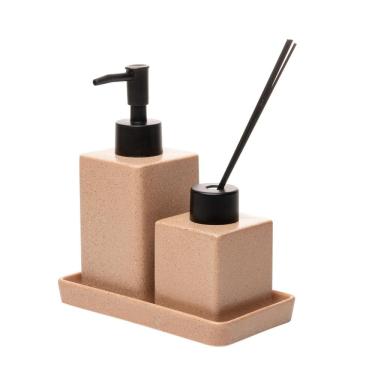 Imagem de Kit Banheiro Banho Cerâmica 3 Peças Quadratto Granilite