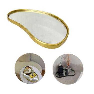 Imagem de Bandeja Decorativa Dourada Espelhada Minimalista Banheiro