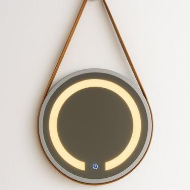 Imagem de Espelheira Redondo Iluminado 40cm com Alça Touch 2 Leds com Alça Adnet